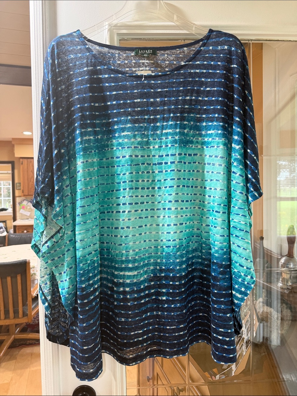 Lauren Ralph Lauren linen blue Mumu top size 3X  NWT